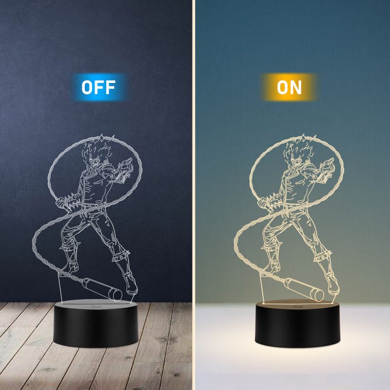 3D Illusion Ghost Raider Led Night Lamp with Warm White Color Gift for Anime Lover
